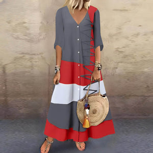 Vestido Longo com Abotoamento Cinza 1