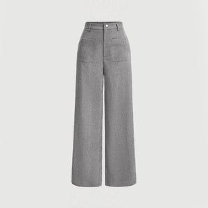 Calça Pantalona de Cintura Alta Cinza 04