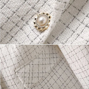 Blazer Feminino Tweed Acinturado Branco 04