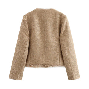 Blazer Feminino Casual Bege 7
