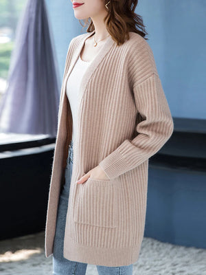 Cardigan Ponto Aberto Alongado Bege 3