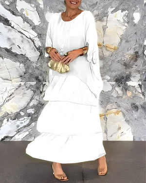 Vestido Longo de Chiffon Marfim 7