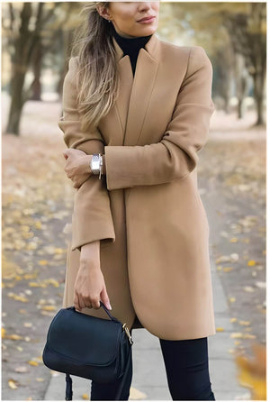 Blazer Alongado de Lã Batida Bege 2