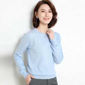 Suéter Feminino Casual Clássico Azul Claro
