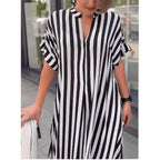 Vestido Longo Listrado Preto 13