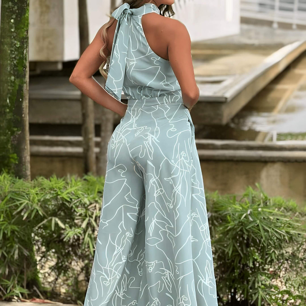 Macacão Pantalona Azul e Branco 5