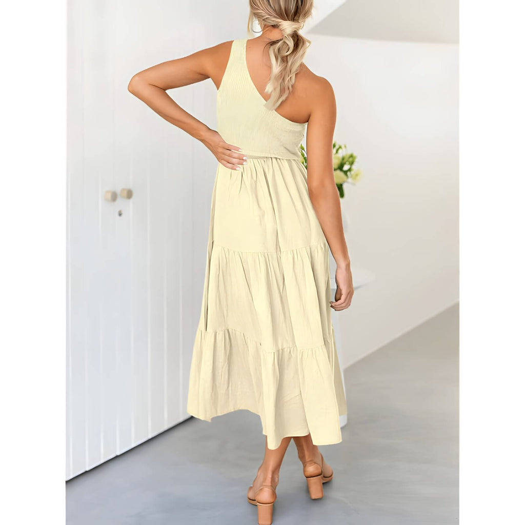 Vestido Mídi com Lastex Bege 8