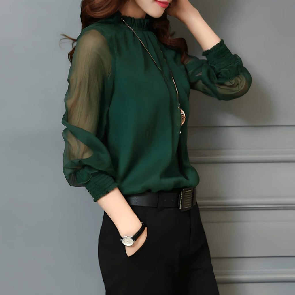 Blusa de Chiffon Verde 5