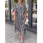 Vestido Longo Listrado Preto 9