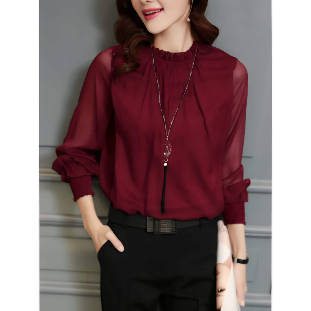Blusa de Chiffon Vinho 1