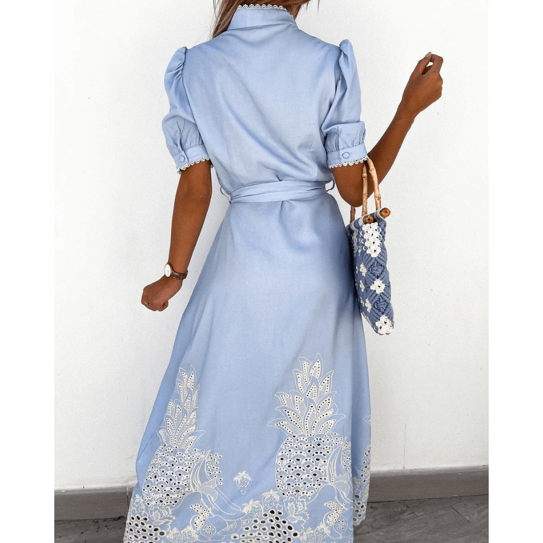 Vestido Longo Bordado Azul 2