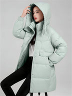 Jaqueta Feminina de Parka Alongada Verde Claro 6