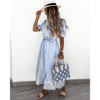 Vestido Longo Bordado Azul 5