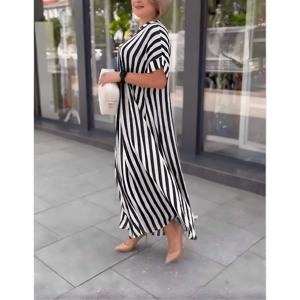 Vestido Longo Listrado Preto 2