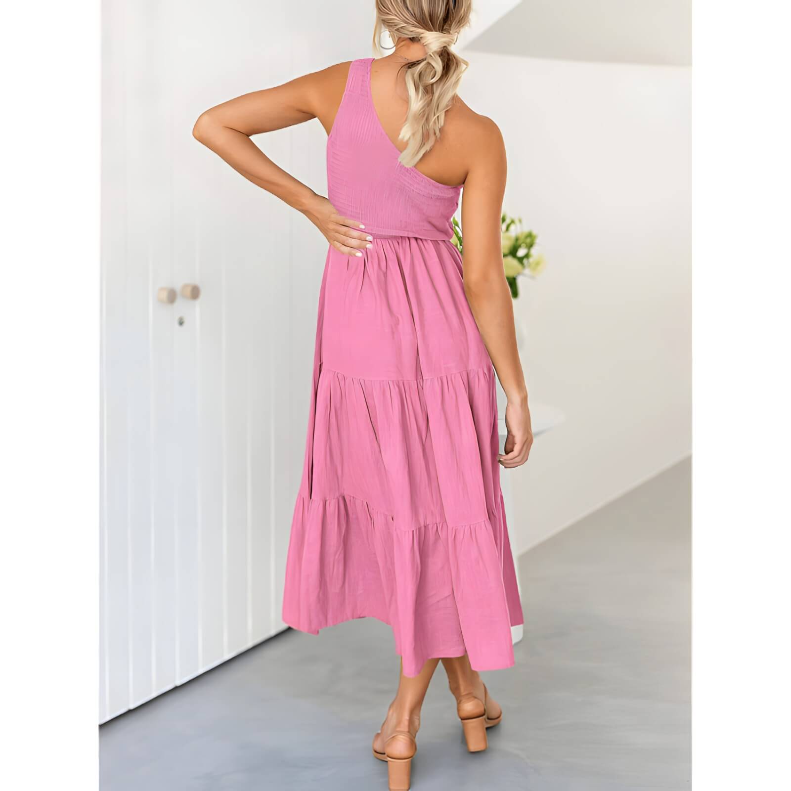 Vestido Mídi com Lastex Rosa 6
