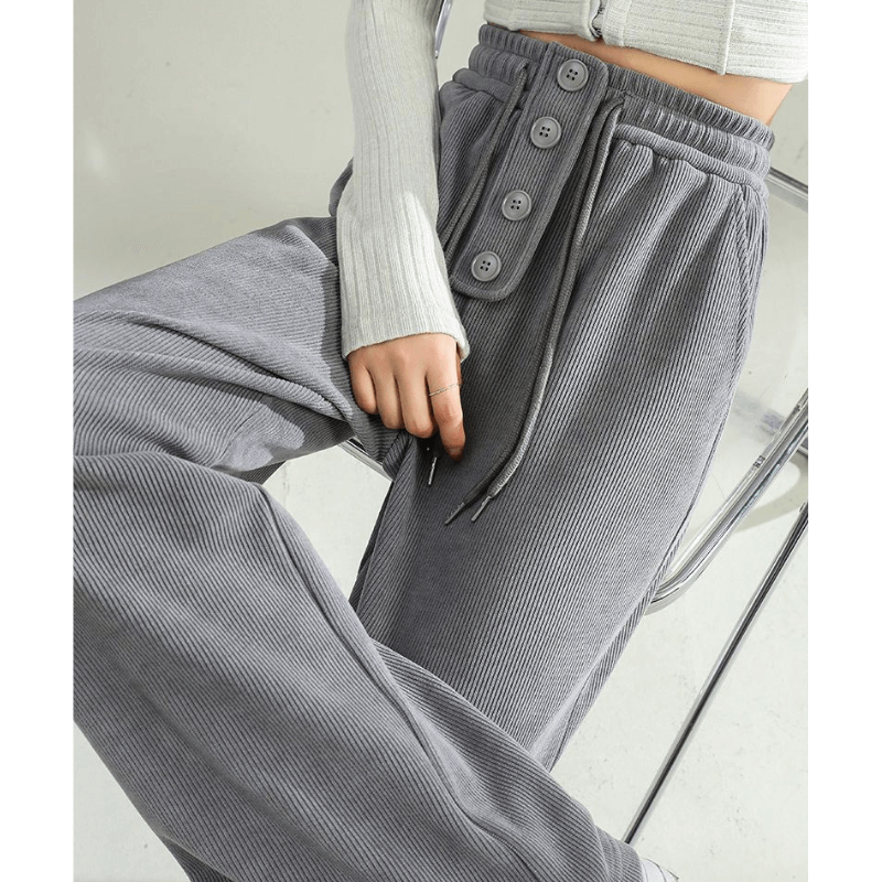 Calça Feminina de Veludo Cinza 1