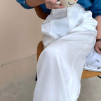 Calça Feminina de Cetim Branco 8