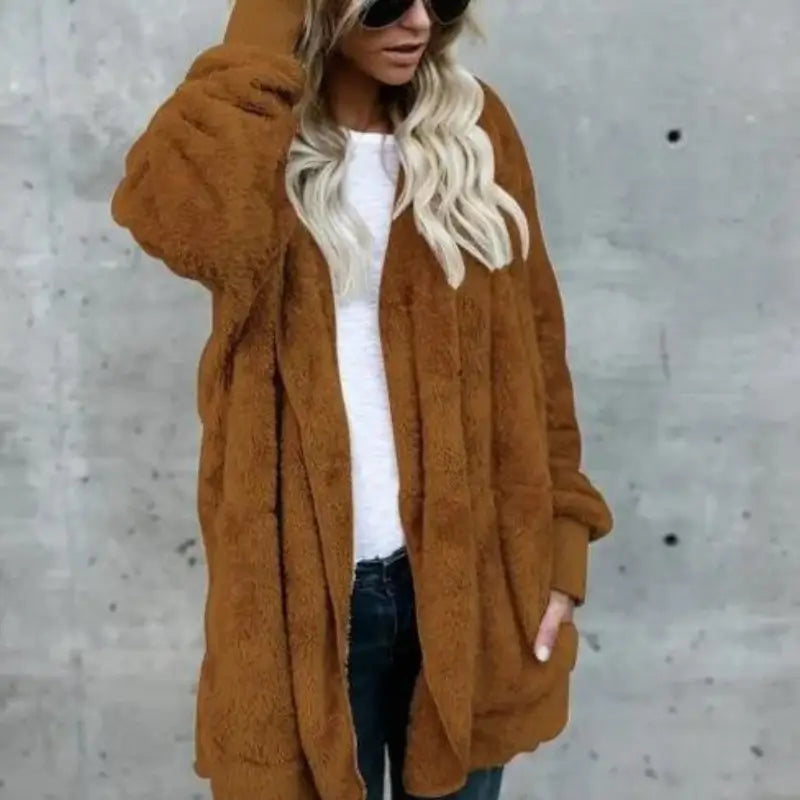 Casaco Feminino de Pelinhos Caramelo2
