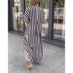 Vestido Longo Listrado Preto 11