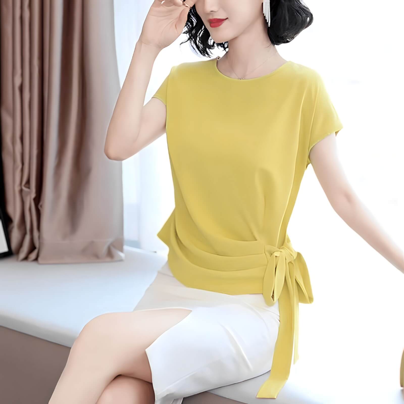 Blusa Feminina com Amarração Amarelo 8
