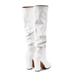 Bota Feminina Bico Fino Cano Alto Branco 9