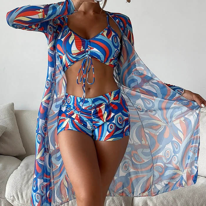 Conjunto Biquíni e Saída de Praia Azul 3