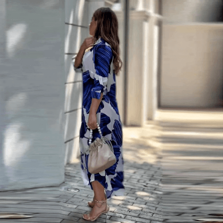 Vestido Feminino Mídi com Abotoamento