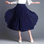 Calça Pantalona de Chiffon Azul Marinho 5