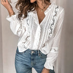 Camisa Feminina de Casimira com Detalhes em Renda