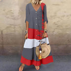 Vestido Longo com Abotoamento Cinza 1