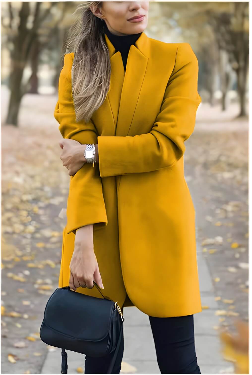 Blazer Alongado de Lã Batida Amarelo 21