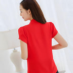 Camisa de Chiffon Manga Curta Vermelho 2