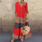 Vestido Longo com Abotoamento Vermelho 3