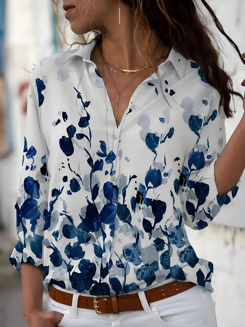 Camisa Casual Azul e Branco 2