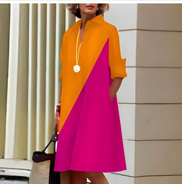 Vestido Curto Laranja e Roxo 6