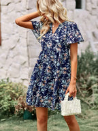 Vestido Feminino Curto em Camadas de Chiffon