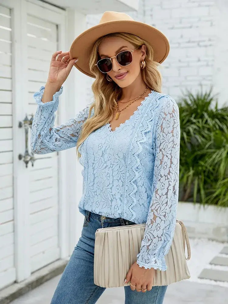 Blusa De Renda Bristol Azul Claro / P 67