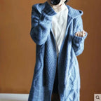 Cardigan Alongado com Capuz Azul 6