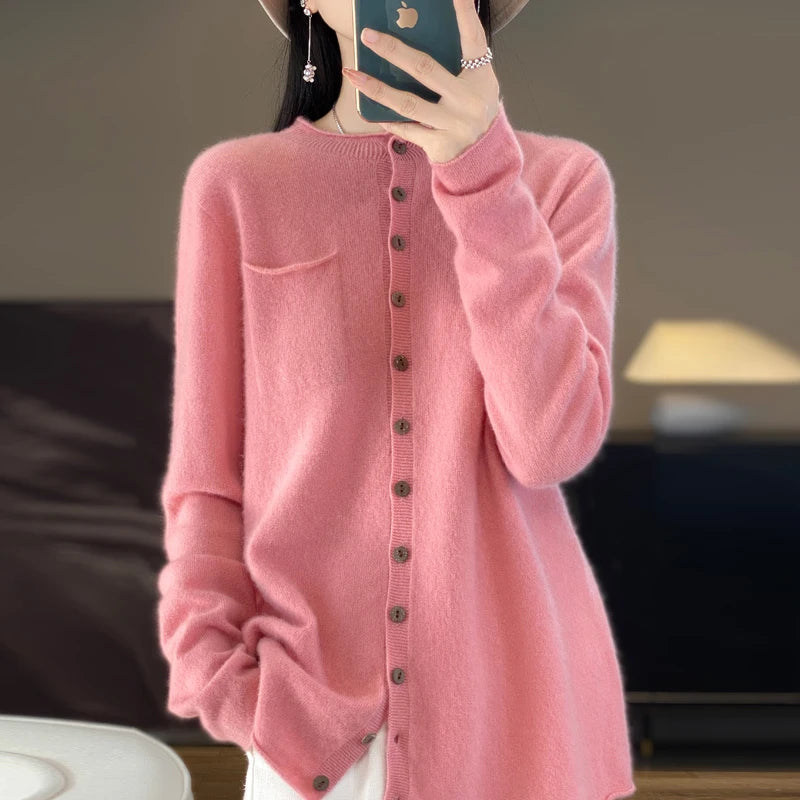 Cardigan Feminino de Lã Rosa 08