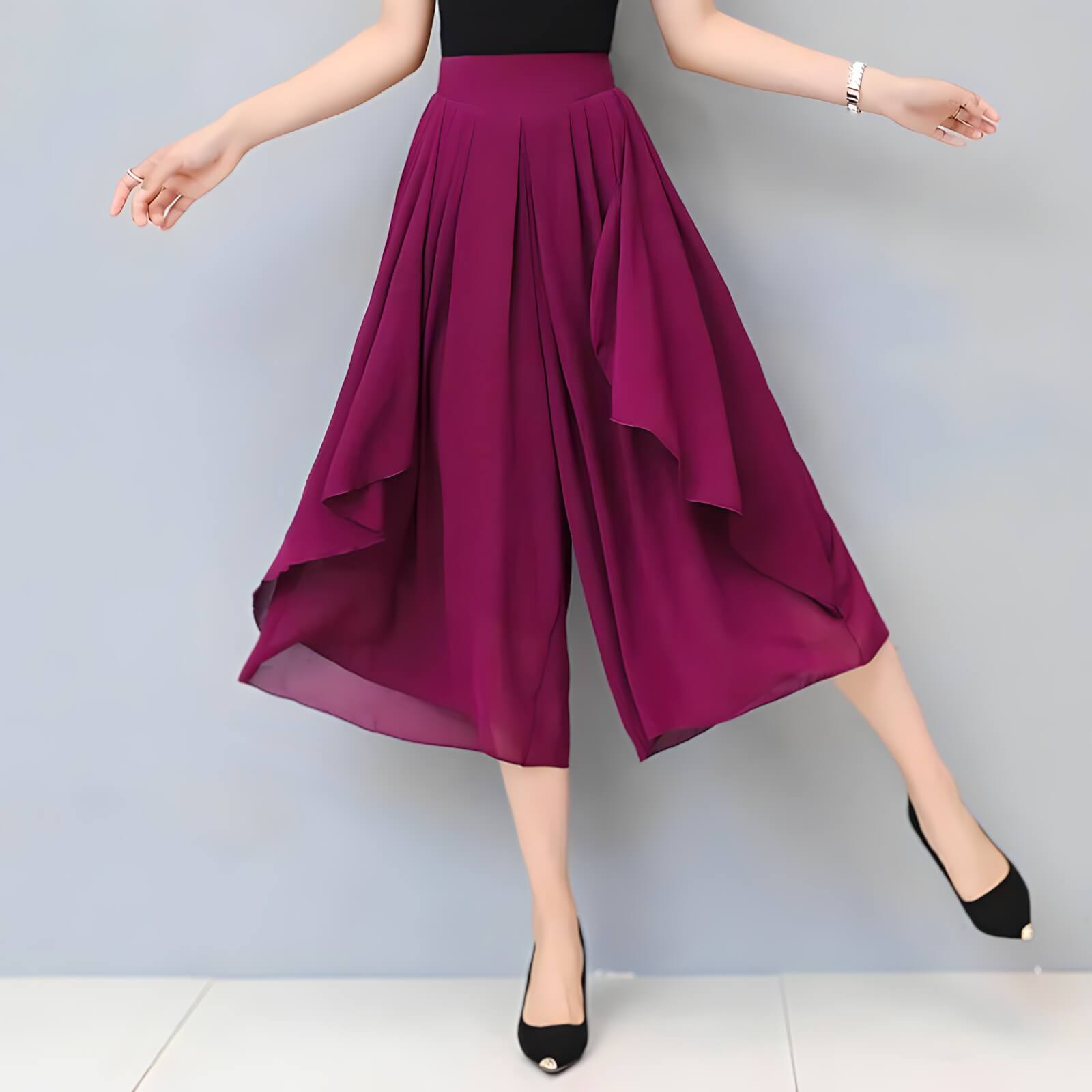 Calça Pantalona de Chiffon Roxo 6