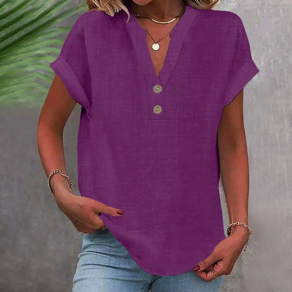 Blusa Casual com Botões Roxo 16