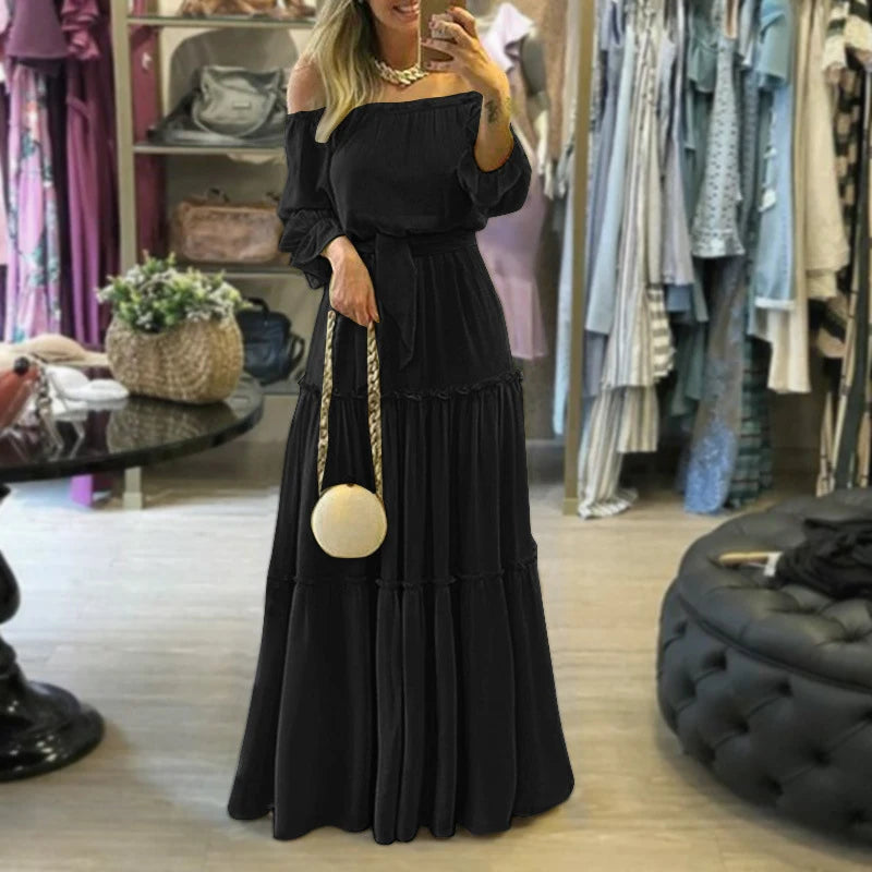 Vestido Longo Ombro a Ombro Preto 03
