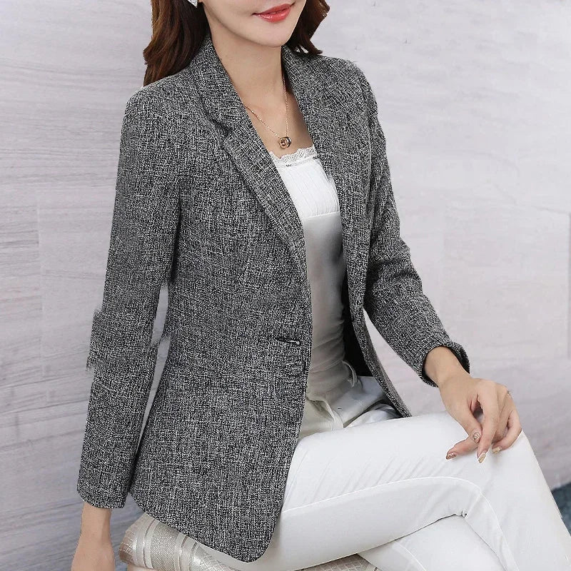 Blazer Feminino Casual Cinza 05