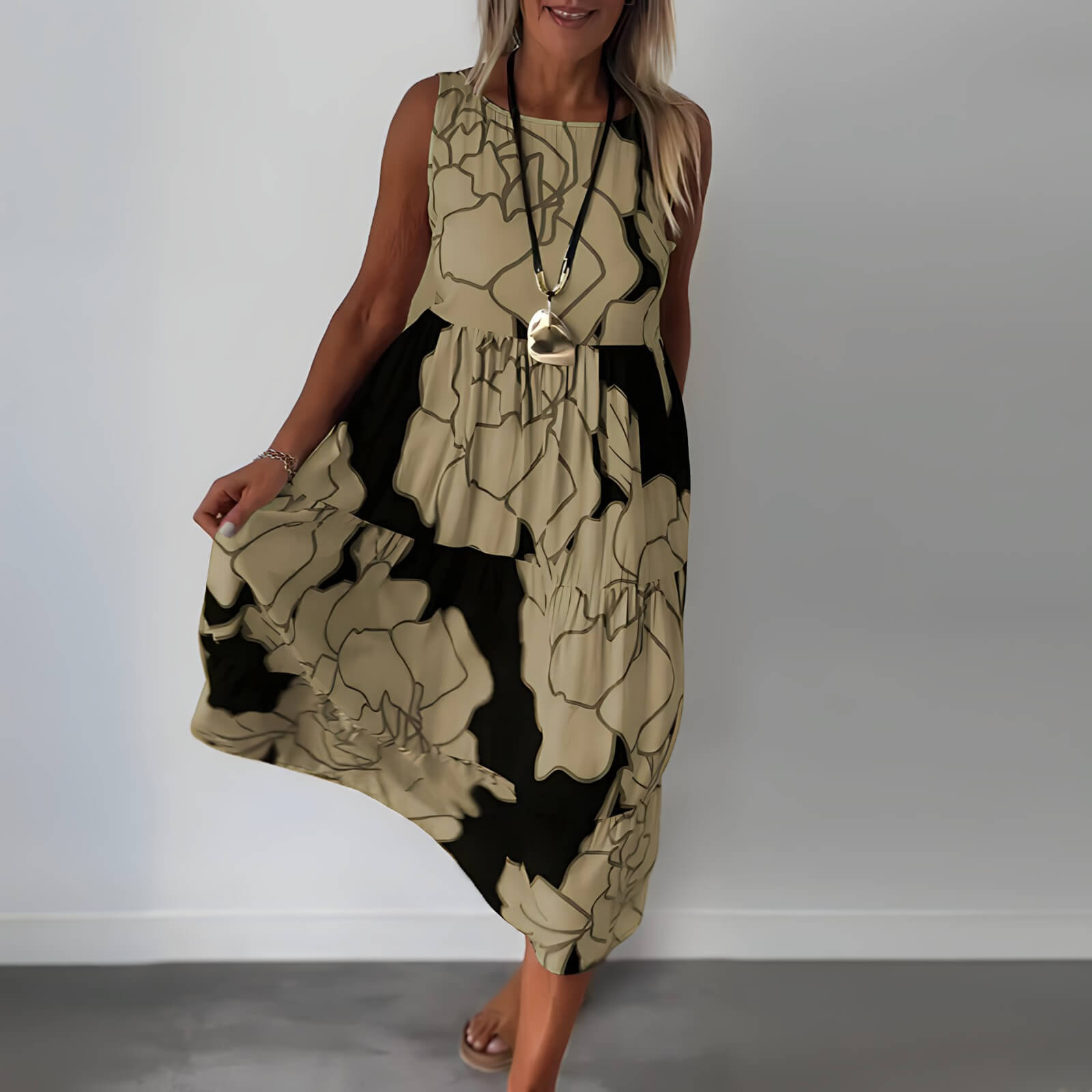 Vestido Mídi Casual Marrom 3