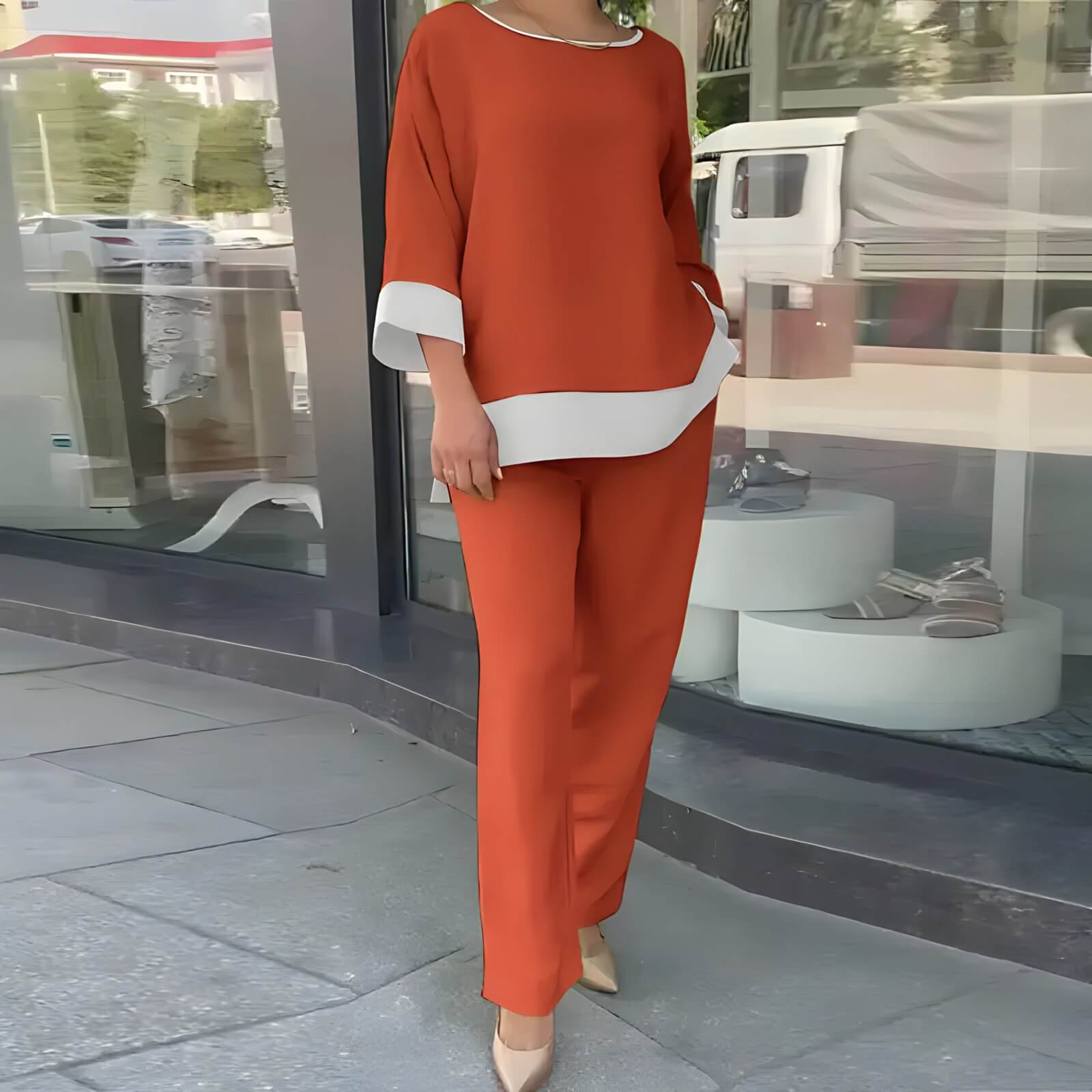 Conjunto Feminino Casual Laranja 2