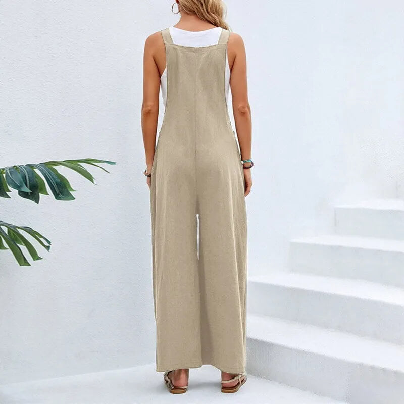 Macacão Feminino Pantalona Viscolinho Alças Ajustadas Candelaria