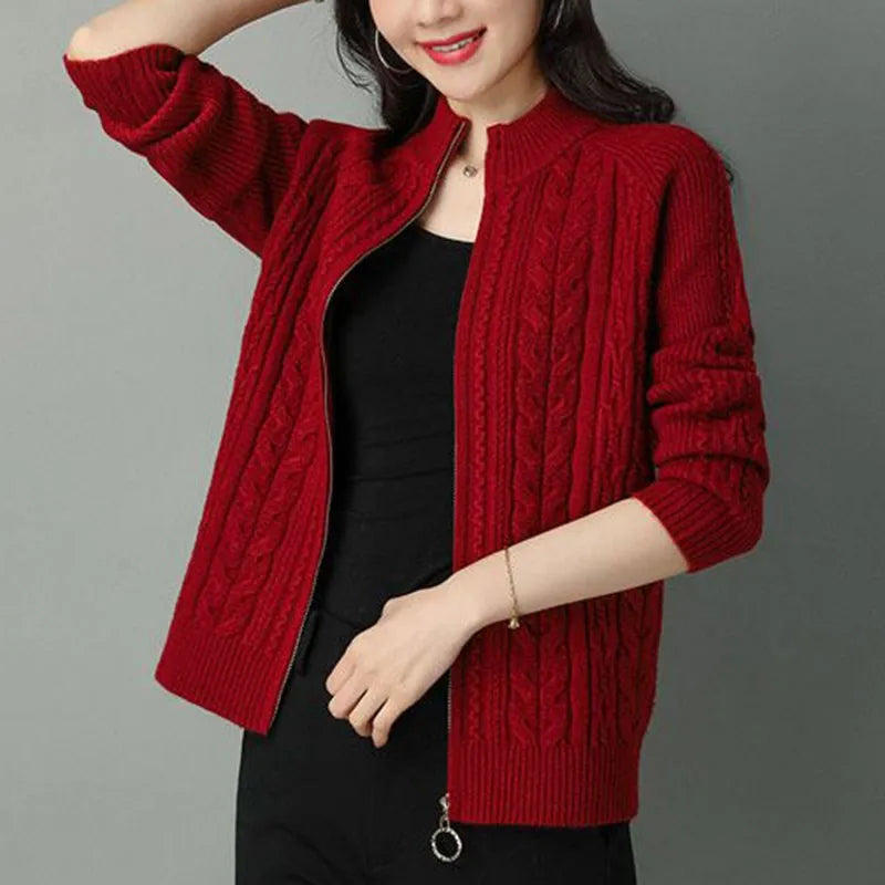 Cardigan Feminino Trançado Vermelho 3
