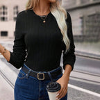 Blusa Canelada de Manga Longa Preto 01