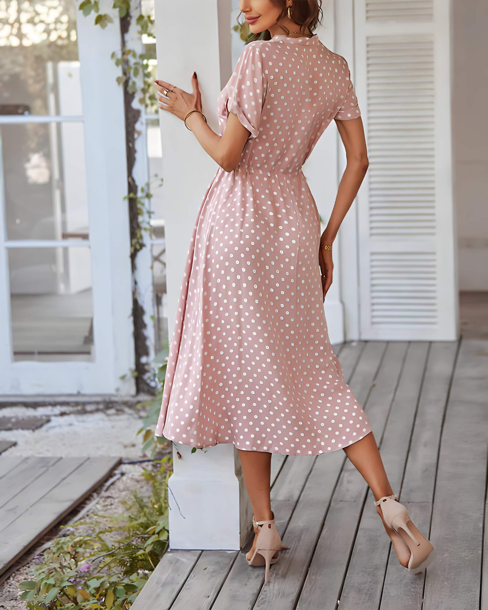 Vestido Mídi Casual Rosa 2