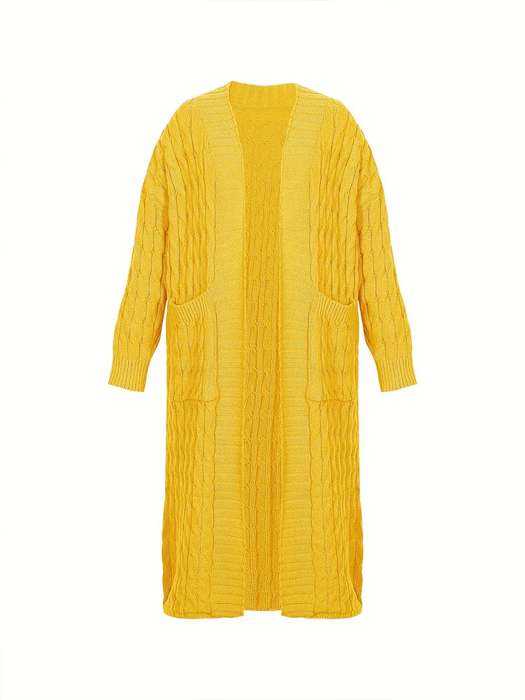 Cardigan Longo Ponto Aberto Amarelo 7
